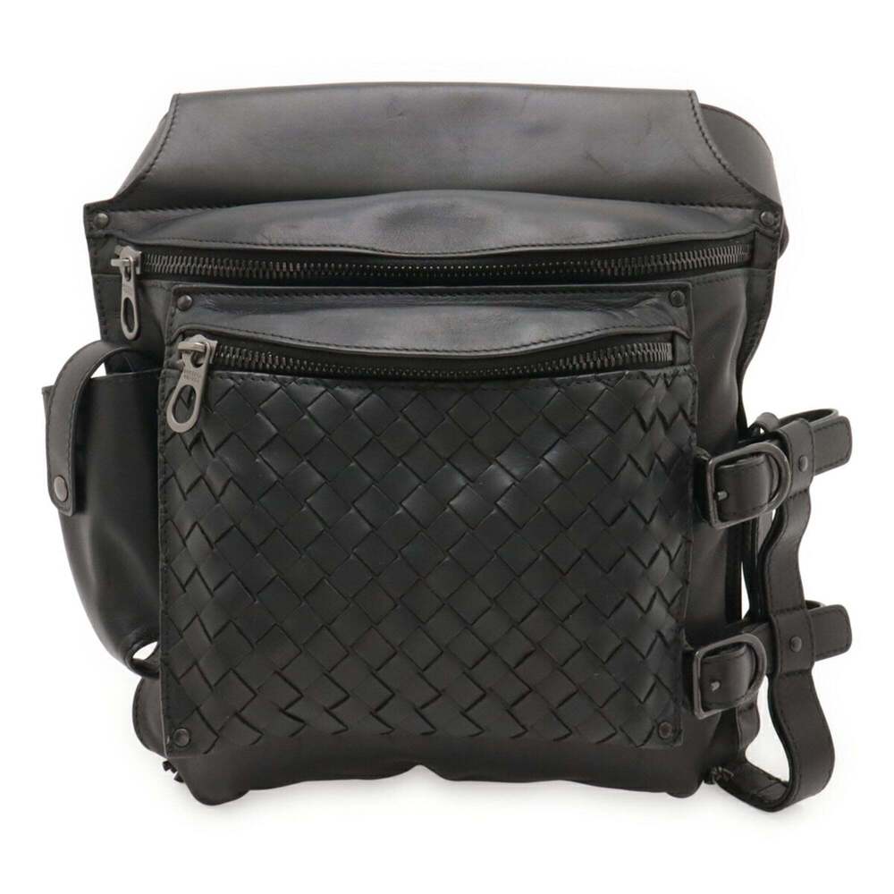 BOTTEGA VENETA Black Leather Intrecciato Fanny Pack
